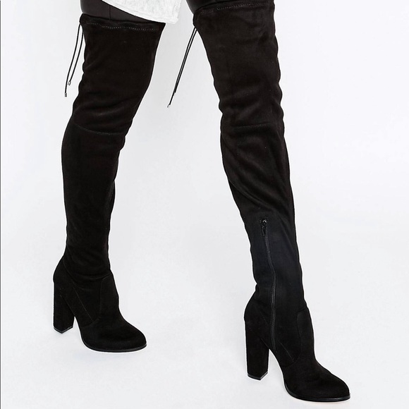 ASOS Wide Leg Stretch Over the Knee Boots - Picture 1 of 7